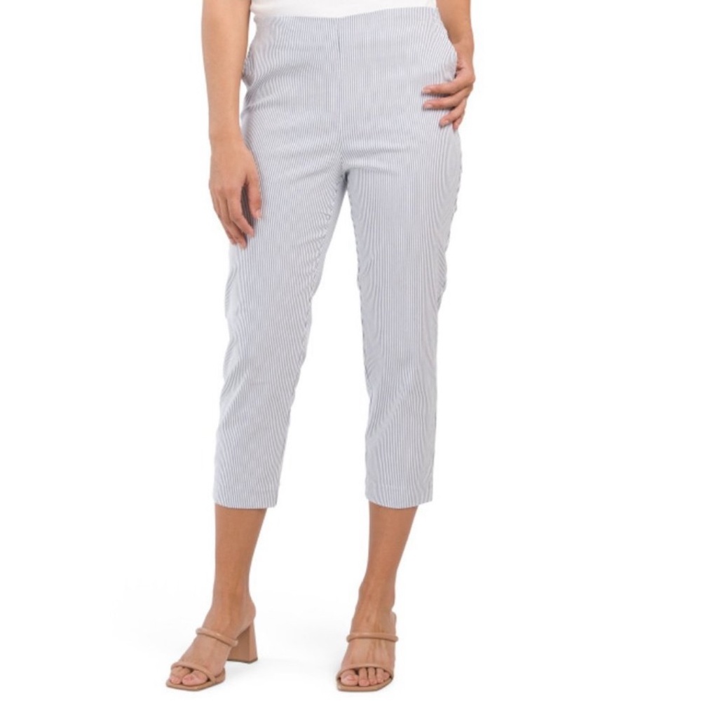 Carolina Belle Montreal Women’s Seersucker Striped Cropped Ankle Pants Size 12